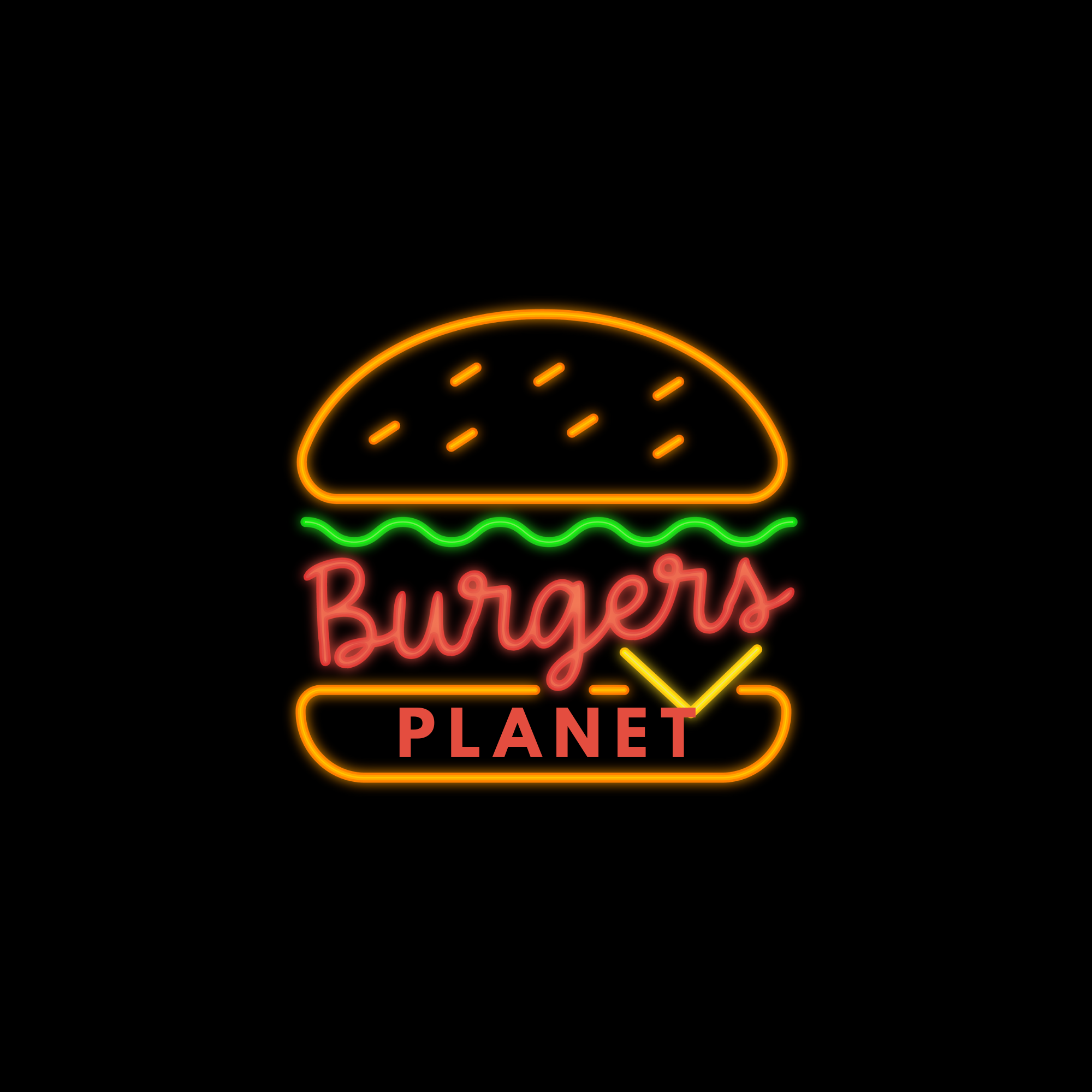 Símbolo Isolado Burger Planet Fundo Preto